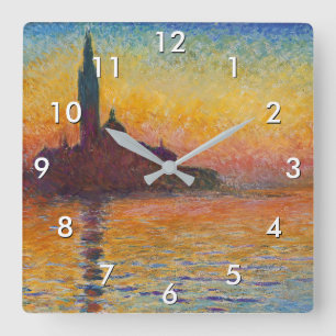 Claude Monet - San Giorgio Maggiore vid Dusk Fyrkantig Klocka