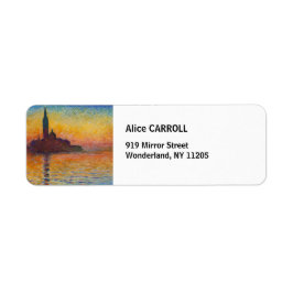Claude Monet - San Giorgio Maggiore vid Dusk Returadress Etikett