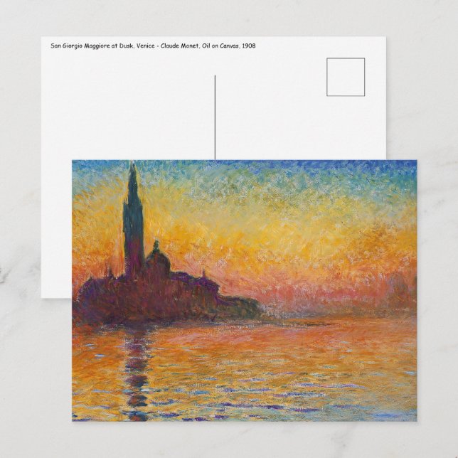 Claude Monet - San Giorgio Maggiore vid Dusk Vykort (Fram/baksida)