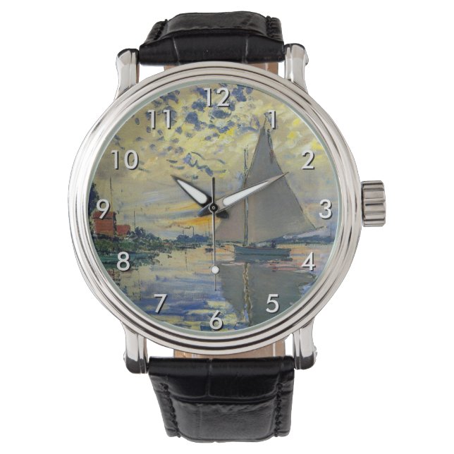 Claude Monet - Segelbåt på Le Petit-Gennevilliers Armbandsur (Framsida)