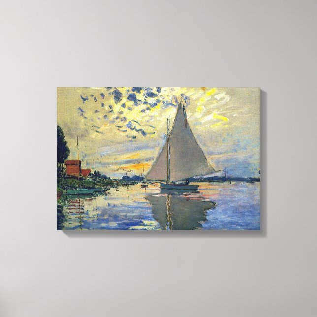 Claude Monet - Segelbåt på Le Petit-Gennevilliers Canvastryck (Framsida)
