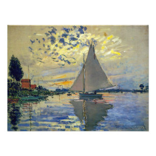 Claude Monet - Segelbåt på Le Petit-Gennevilliers Fototryck