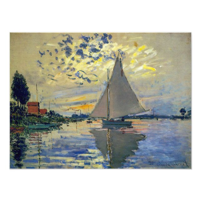 Claude Monet - Segelbåt på Le Petit-Gennevilliers Fototryck (Framsidan)