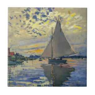 Claude Monet - Segelbåt på Le Petit-Gennevilliers Kakelplatta