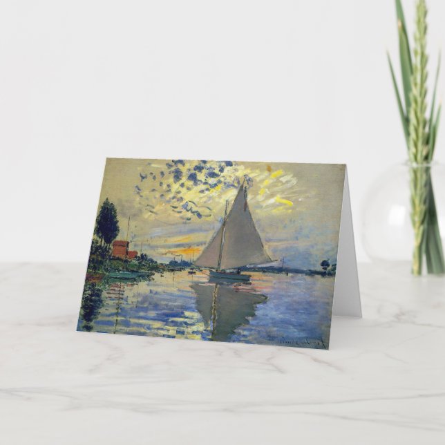 Claude Monet - Segelbåt på Le Petit-Gennevilliers Kort (Framsida)