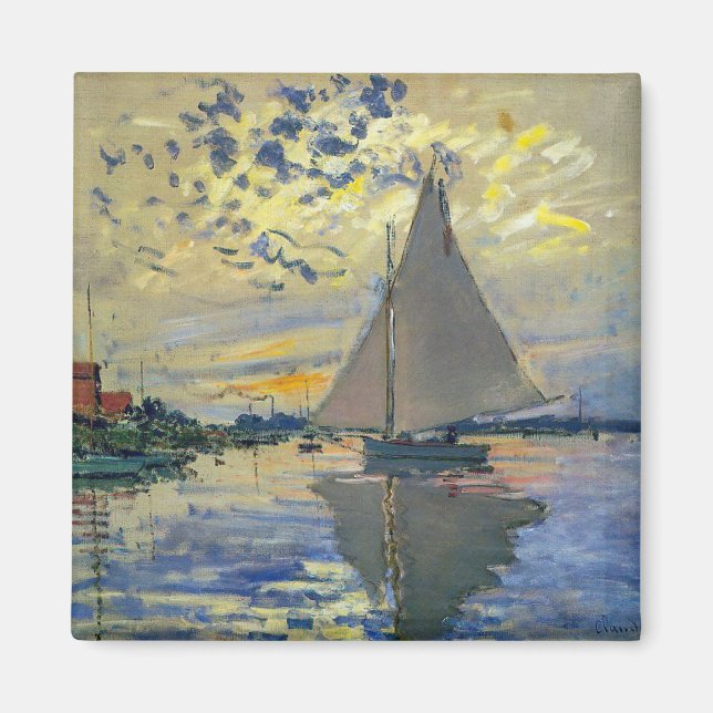 Claude Monet - Segelbåt på Le Petit-Gennevilliers Magnet (Framsidan)