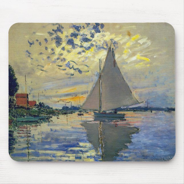 Claude Monet - Segelbåt på Le Petit-Gennevilliers Musmatta (Framsidan)
