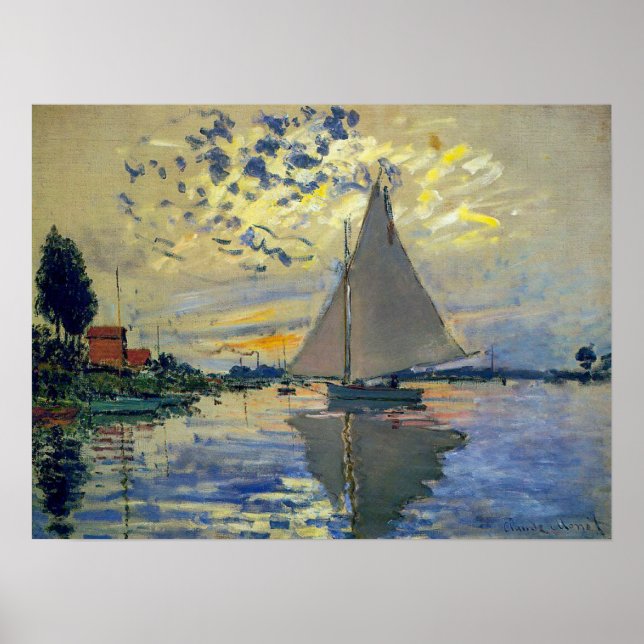 Claude Monet - Segelbåt på Le Petit-Gennevilliers Poster (Framsidan)