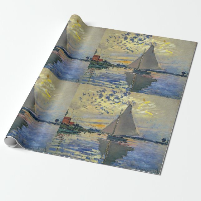 Claude Monet - Segelbåt på Le Petit-Gennevilliers Presentpapper (Utrullad)