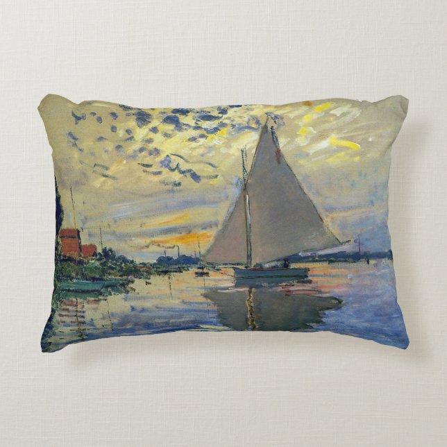 Claude Monet - Segelbåt på Le Petit-Gennevilliers Prydnadskudde (Framsidan)