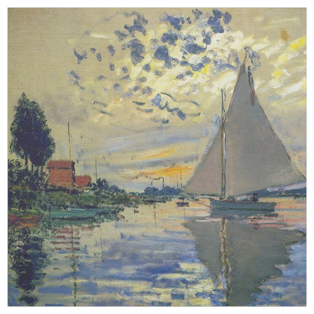 Claude Monet - Segelbåt på Le Petit-Gennevilliers Tyg (Provkarta)