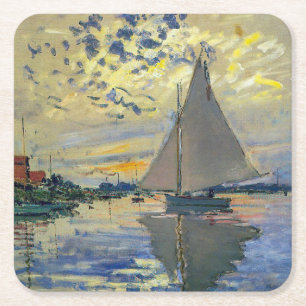 Claude Monet - Segelbåt på Le Petit-Gennevilliers Underlägg Papper Kvadrat