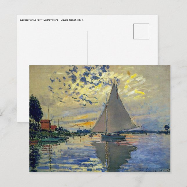 Claude Monet - Segelbåt vid Le Petit-Gennevilliers Vykort (Fram/baksida)