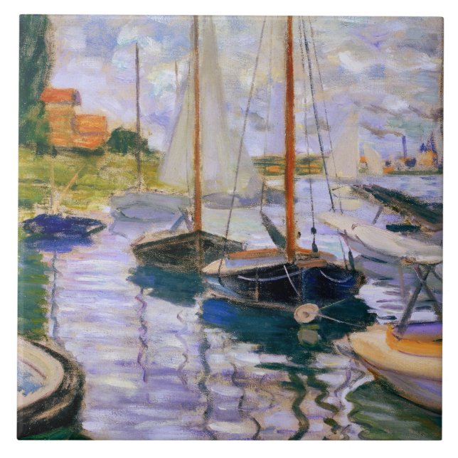 Claude Monet - segelbåtar på Seinen Kakelplatta (Framsidan)