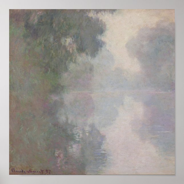 Claude Monet | Seine vid Giverny, morgonMists Poster (Framsidan)