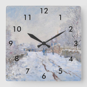 Claude Monet - Snö Scene i Argentina Fyrkantig Klocka