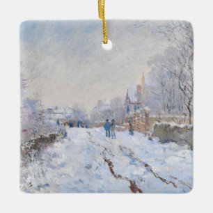 Claude Monet - Snö Scene i Argentina Julgransprydnad Keramik
