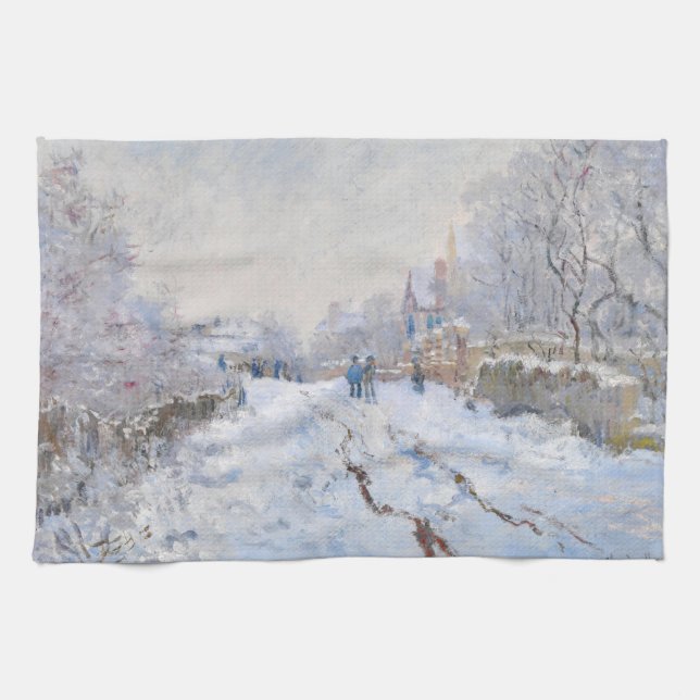 Claude Monet - Snö Scene i Argentina Kökshandduk (Horisontell)