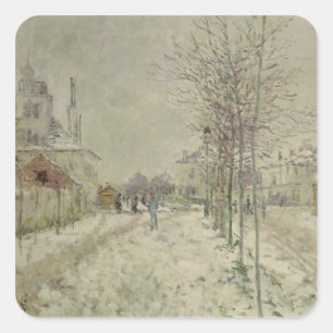 Claude Monet snö verkställer Fyrkantigt Klistermärke