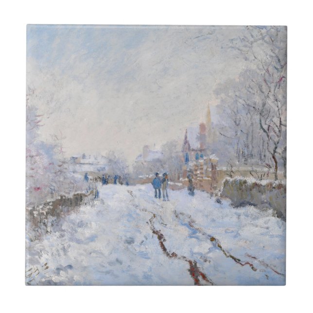 Claude Monet - Snöscen vid Argenteuil Kakelplatta (Framsidan)