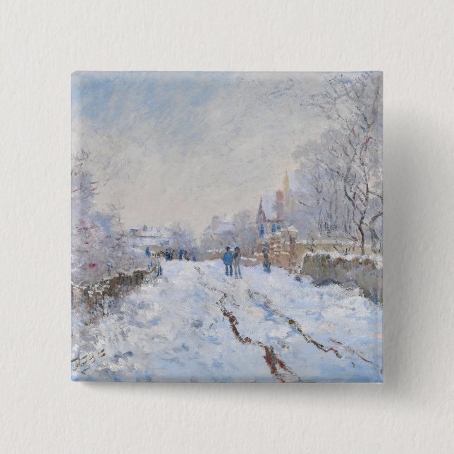 Claude Monet - Snöscen vid Argenteuil Knapp (Framsida)