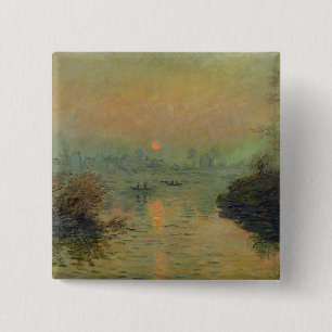 Claude Monet sol som ställer in över Seinen Knapp