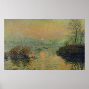 Claude Monet sol som ställer in över Seinen Poster