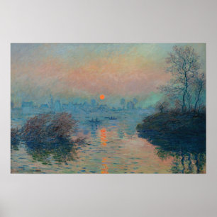 Claude Monet - Solnedgång på Seine vid Lavacourt Poster