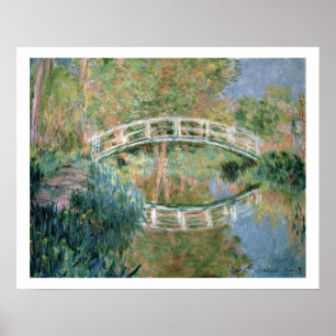 Claude Monet som japanen överbryggar, Giverny Poster