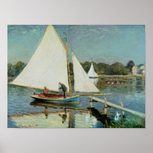 Claude Monet som seglar på Argenteuil, c.1874 Poster