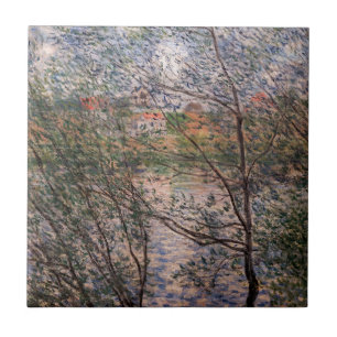Claude Monet - Springtime genom grenar Kakelplatta
