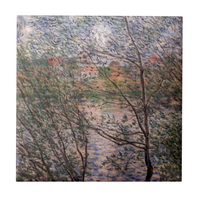 Claude Monet - Springtime genom grenar Kakelplatta (Framsidan)