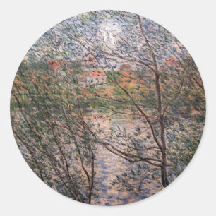 Claude Monet - Springtime genom grenar Runt Klistermärke