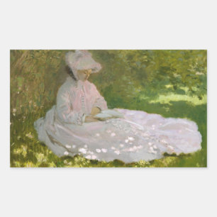 Claude Monet - Springtime Rektangulärt Klistermärke