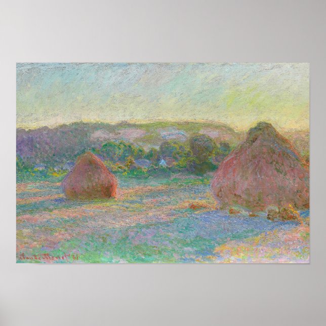 Claude Monet Stacks of Wheat End Artwork Poster (Framsidan)
