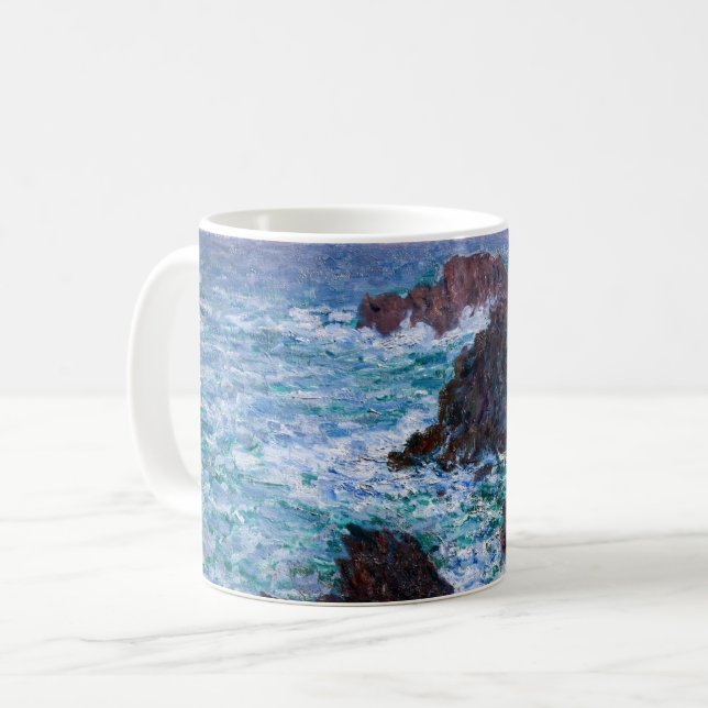 Claude Monet - Sten vid Belle-Ile, Vild Kusten Kaffemugg (Framsida vänster)