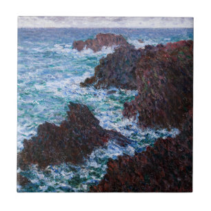 Claude Monet - Sten vid Belle-Ile, Vild Kusten Kakelplatta