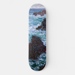 Claude Monet - Sten vid Belle-Ile, Vild Kusten Mini Skateboard Bräda 18,5 Cm