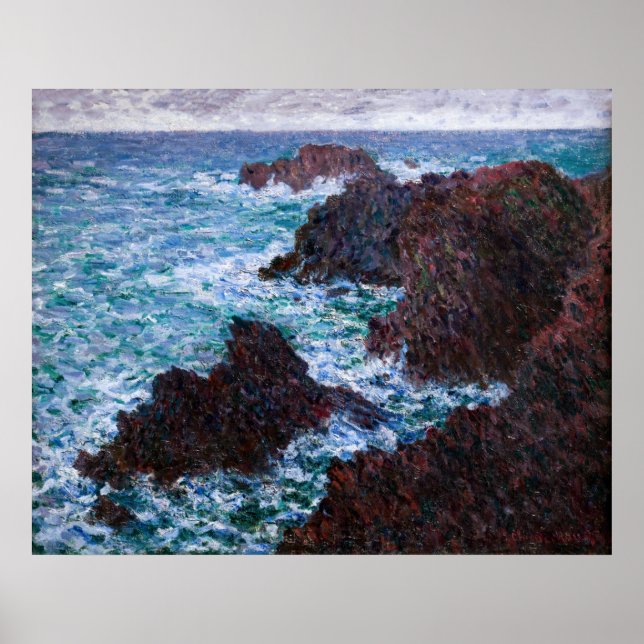Claude Monet - Sten vid Belle-Ile, Vild Kusten Poster (Framsidan)