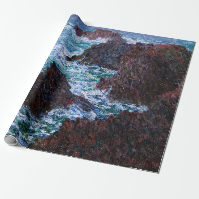 Claude Monet - Sten vid Belle-Ile, Vild Kusten Presentpapper (Utrullad)
