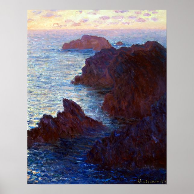 Claude Monet Sten vid Belle-lle, Port-Domois Poster (Framsidan)