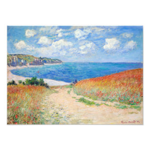 Claude Monet - Stig i vete fält vid Pourville Fototryck