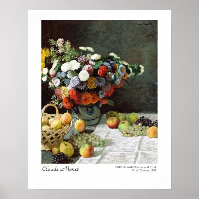 Claude Monet still Life with Flowers and Fruit Poster (Framsidan)