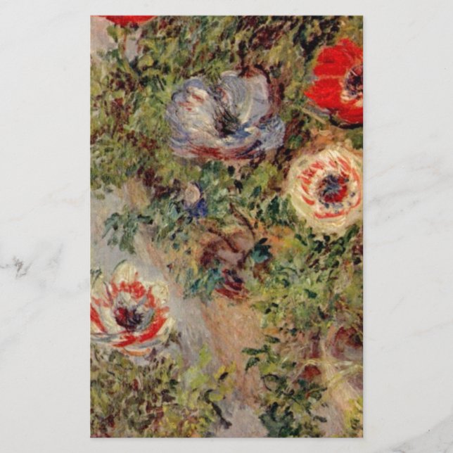 Claude Monet stilleben med anemonödegåvor Brevpapper (Framsida)
