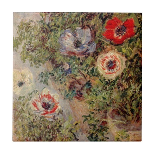 Claude Monet stilleben med anemonödegåvor Kakelplatta (Framsidan)