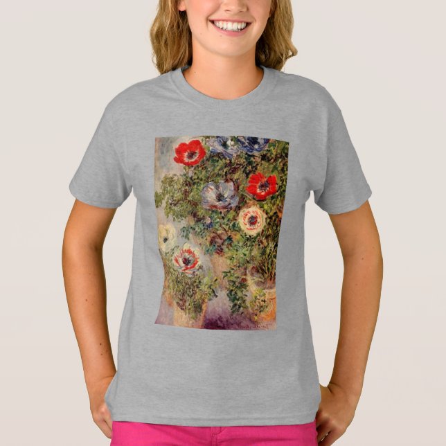 Claude Monet stilleben med anemonödegåvor Tee Shirt (Framsida)