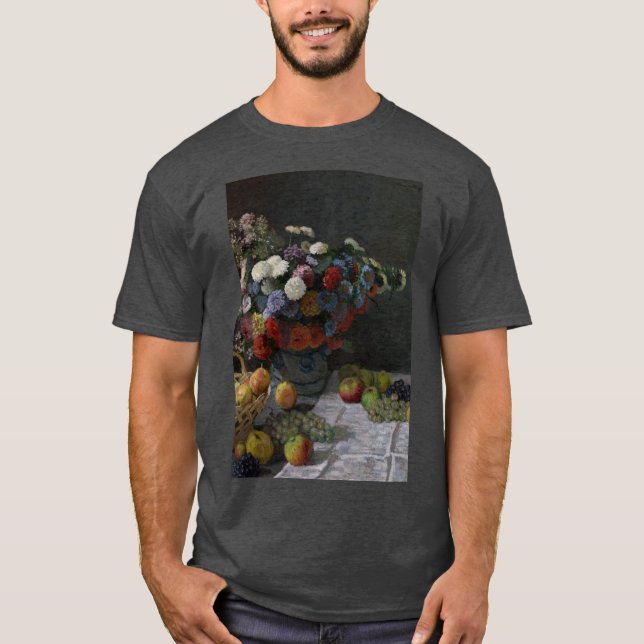 Claude Monet - Stilleben med blommor och frukt T Shirt (Framsida)