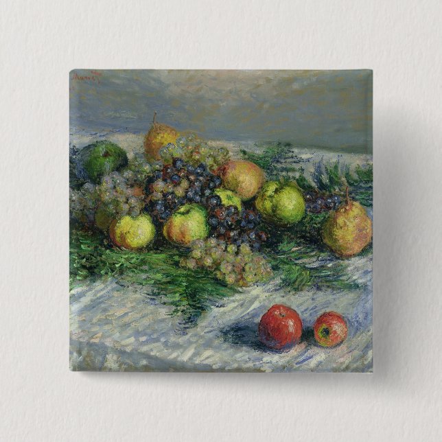 Claude Monet | stilleben med Pears och druvor Knapp (Framsida)