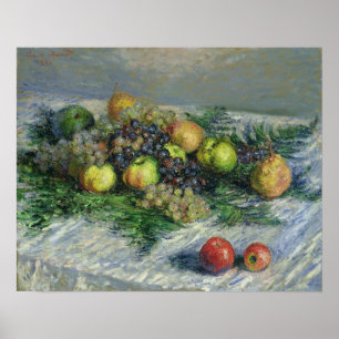 Claude Monet stilleben med Pears och druvor Poster