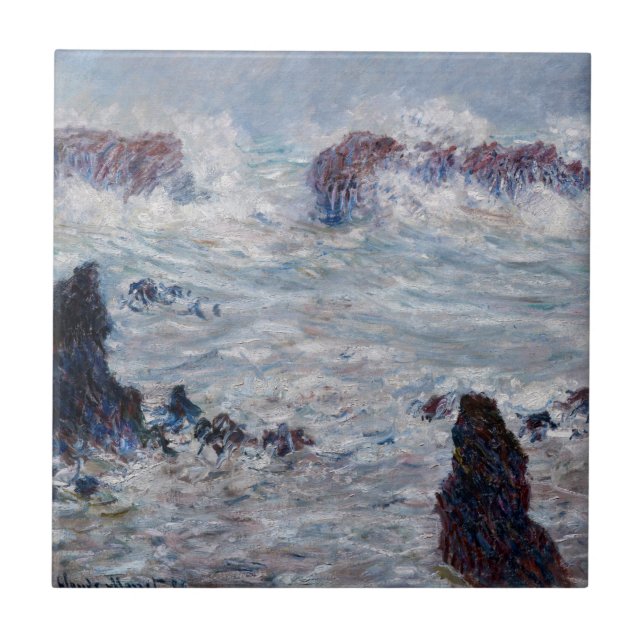 Claude Monet - Storm utanför Belle-Ile Kusten Kakelplatta (Framsidan)
